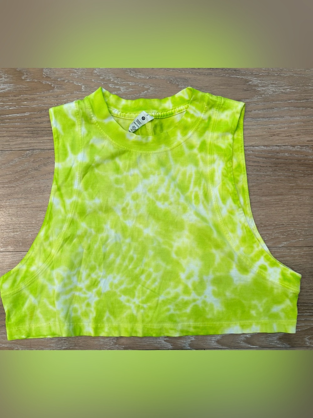 lululemon athletica Neon Lime Tie-Dye Crew Tank Size 2